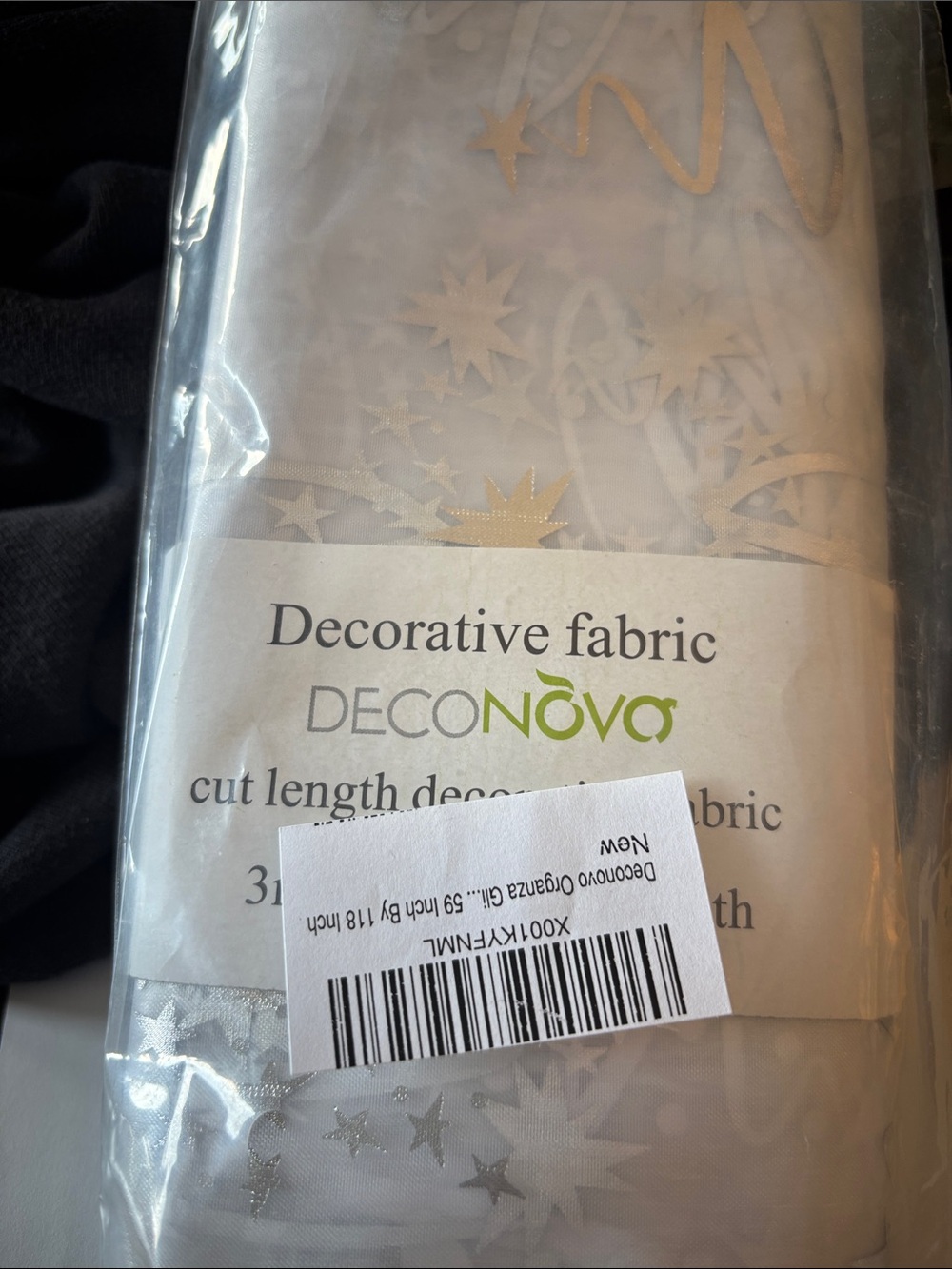 Deconova Decorative Fabric - White with Gold Stars